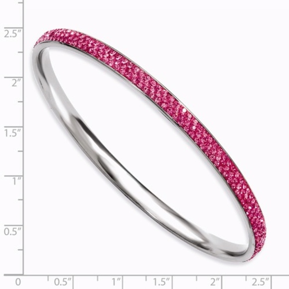 Pink Crystal Rounded Bangle - Picture 2 of 2